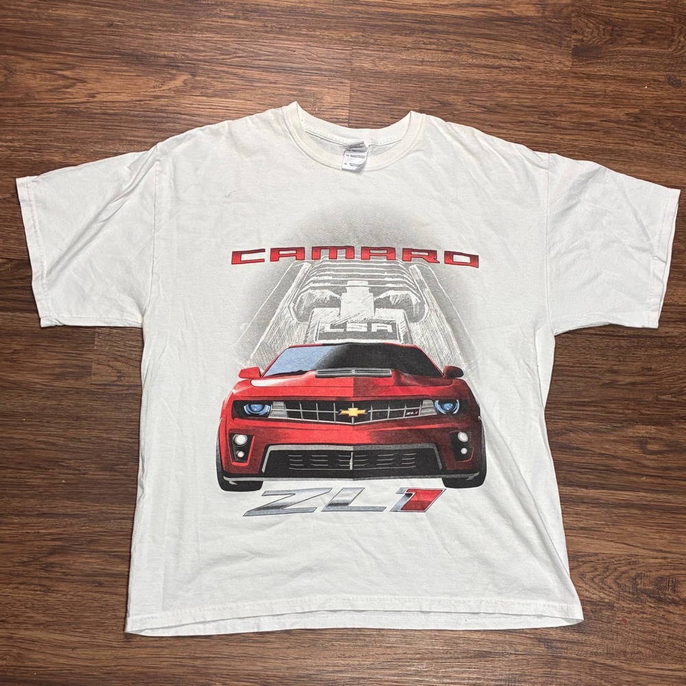 Chevrolet Camaro ZL1 Graphic T-Shirt Mens XL Chevy Muscle Car White Gildan